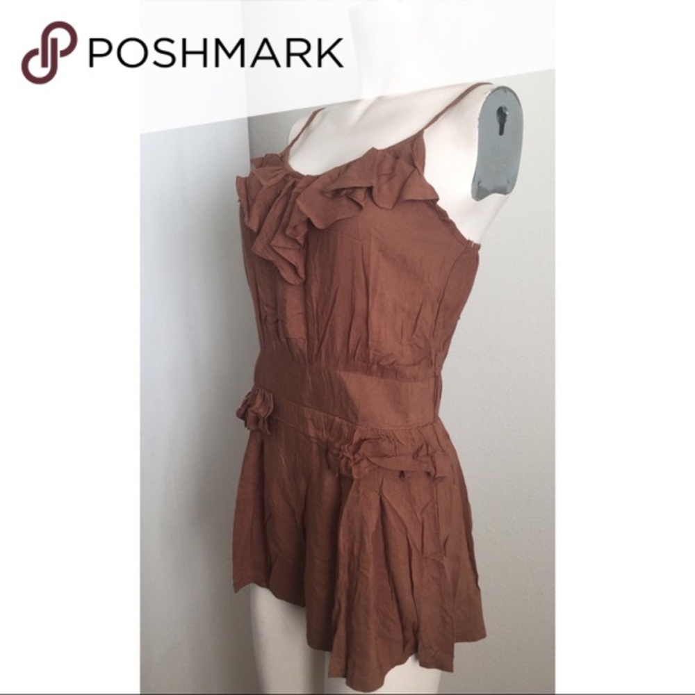 ALYTHEA BROWN RUFFLE ROMPER SIZE MEDIUM NWT